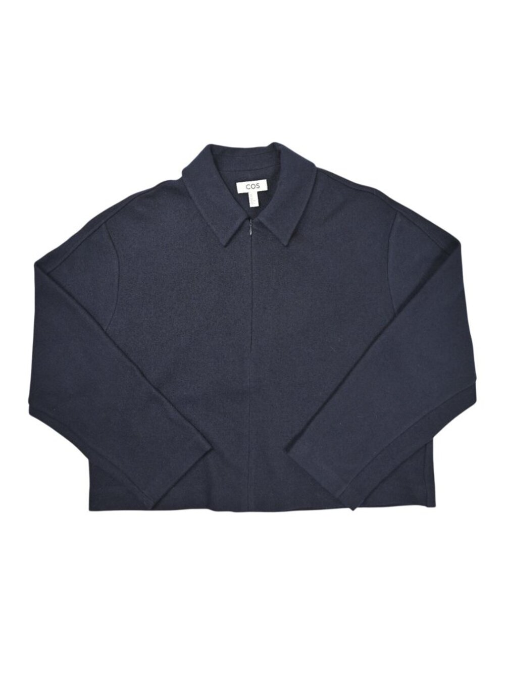 COS Boiled-Wool Zip-Up Cardigan in Blue